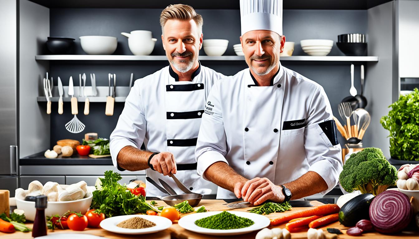 Commis chefs working in a kitchen