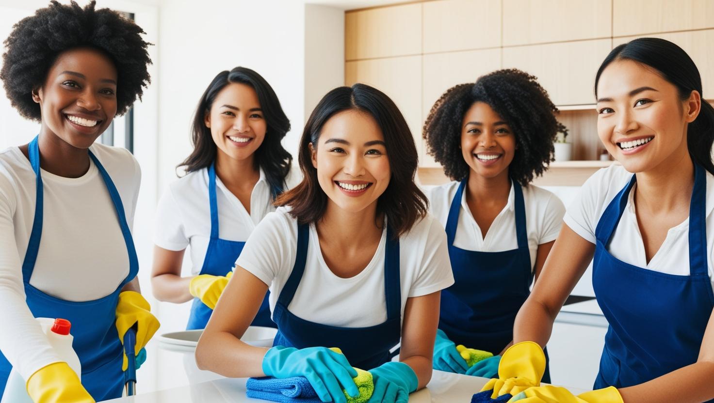 Professional cleaning team in action