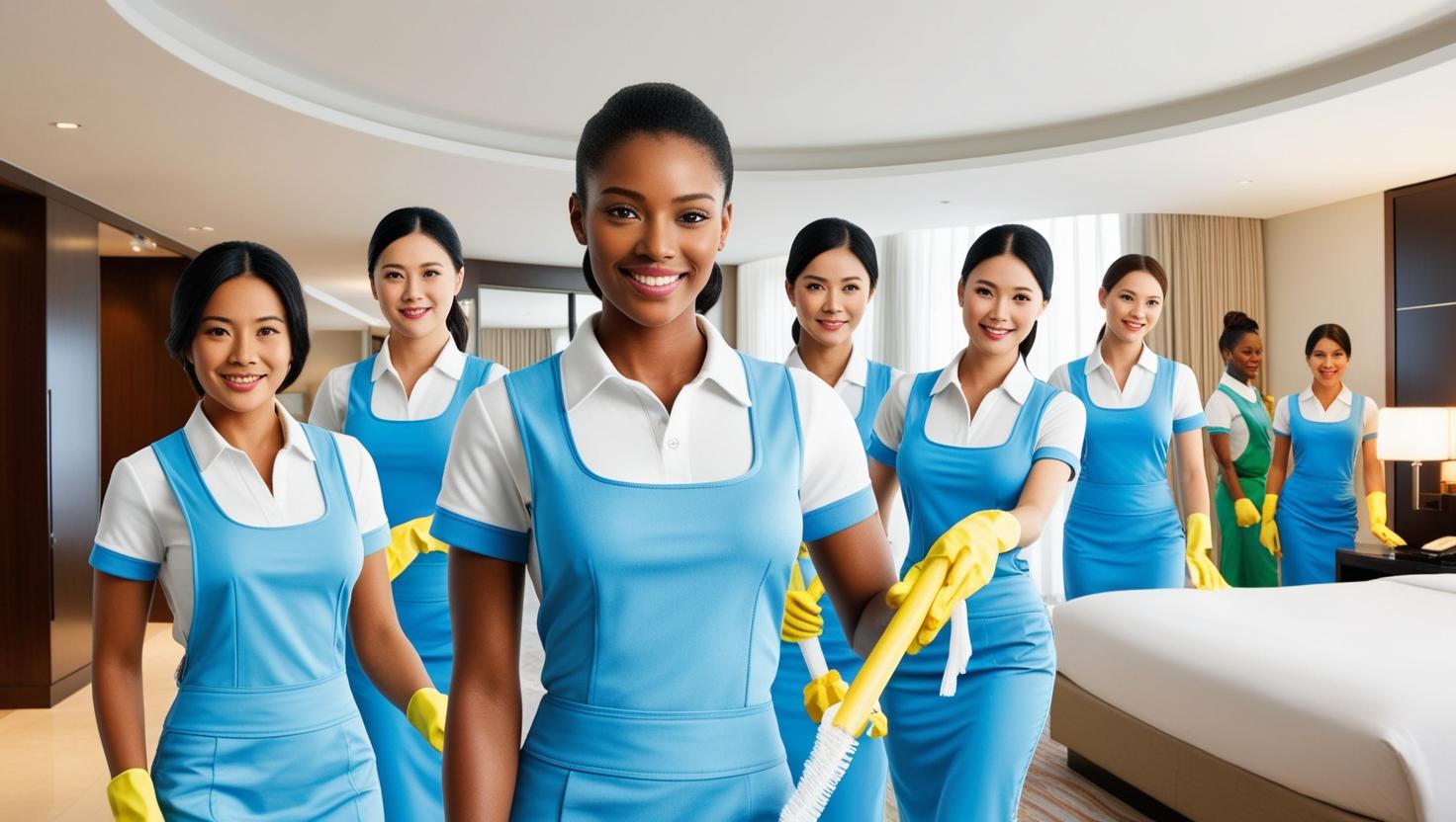 Housekeeping professionals at work in a luxury London hotel
