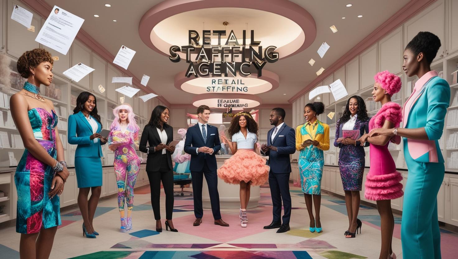 A team of retail staff in a circle, demonstrating teamwork and collaboration fostered by good recruitment.