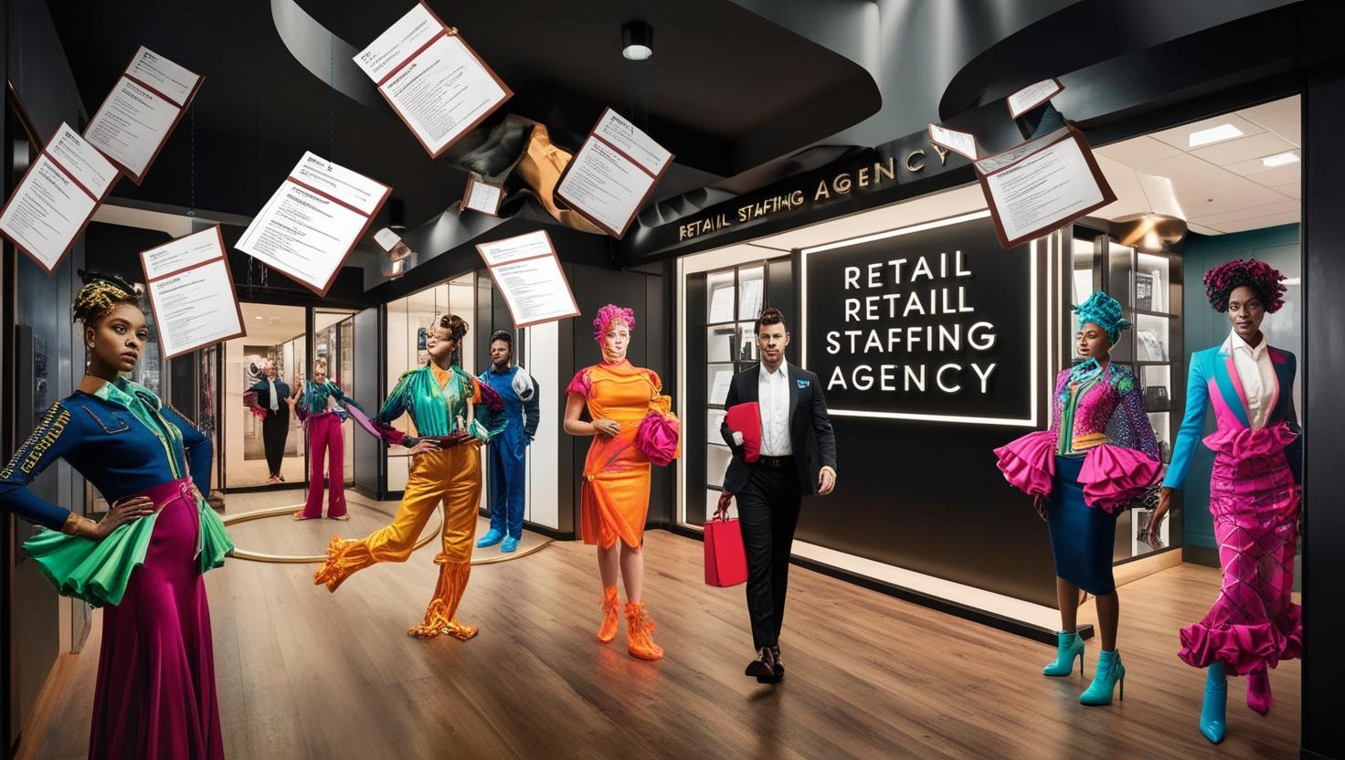 A professional retail associate assisting a customer in a modern clothing store, an example of Team RAL's quality candidates.