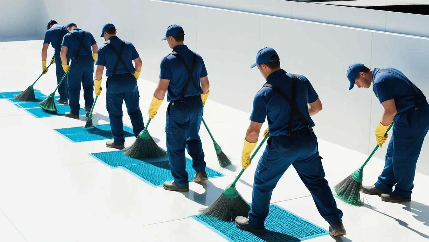 Site cleaners working together on a construction site