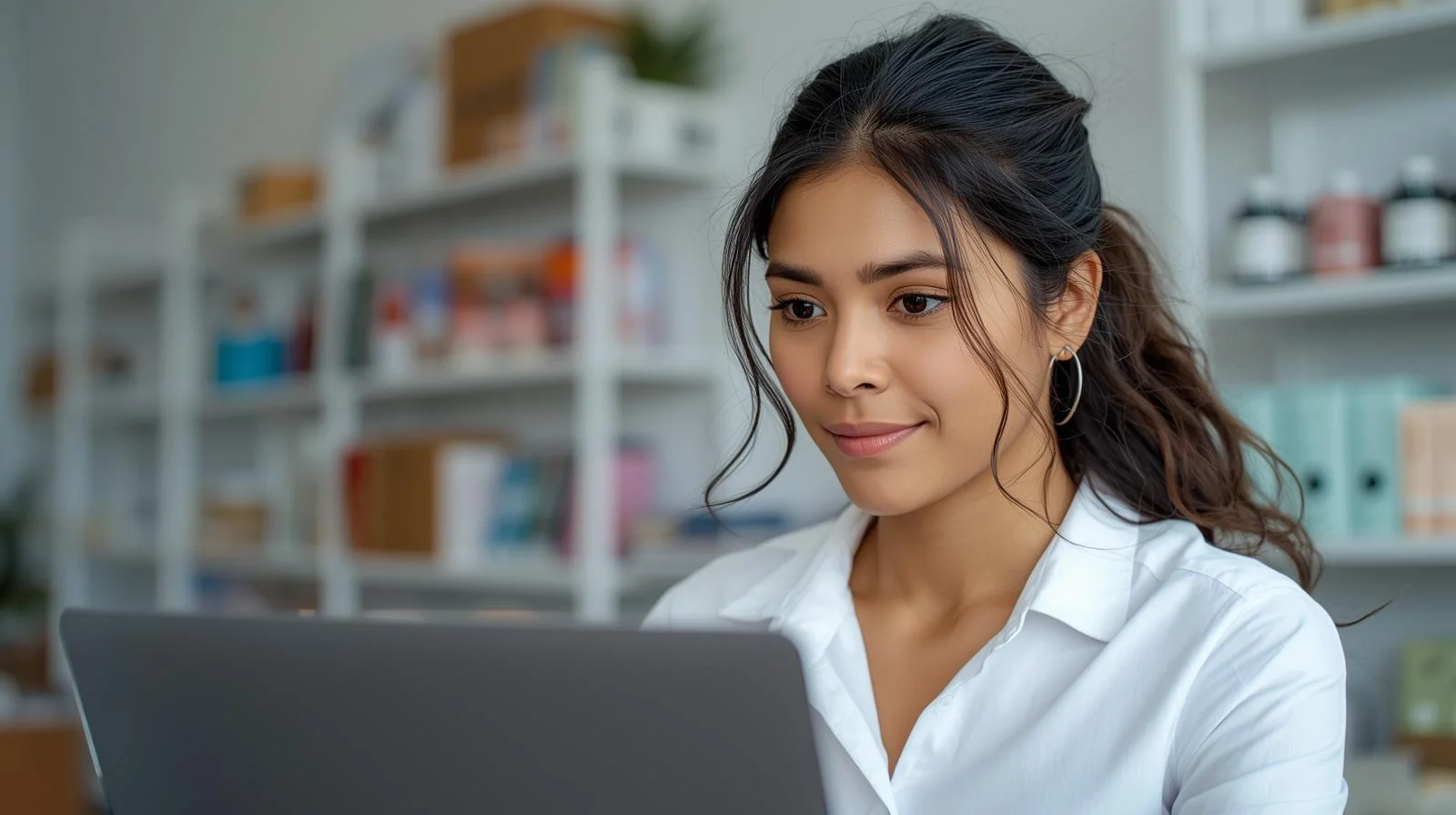 A male e-commerce specialist working on multiple screens with sales figures and marketing dashboards.